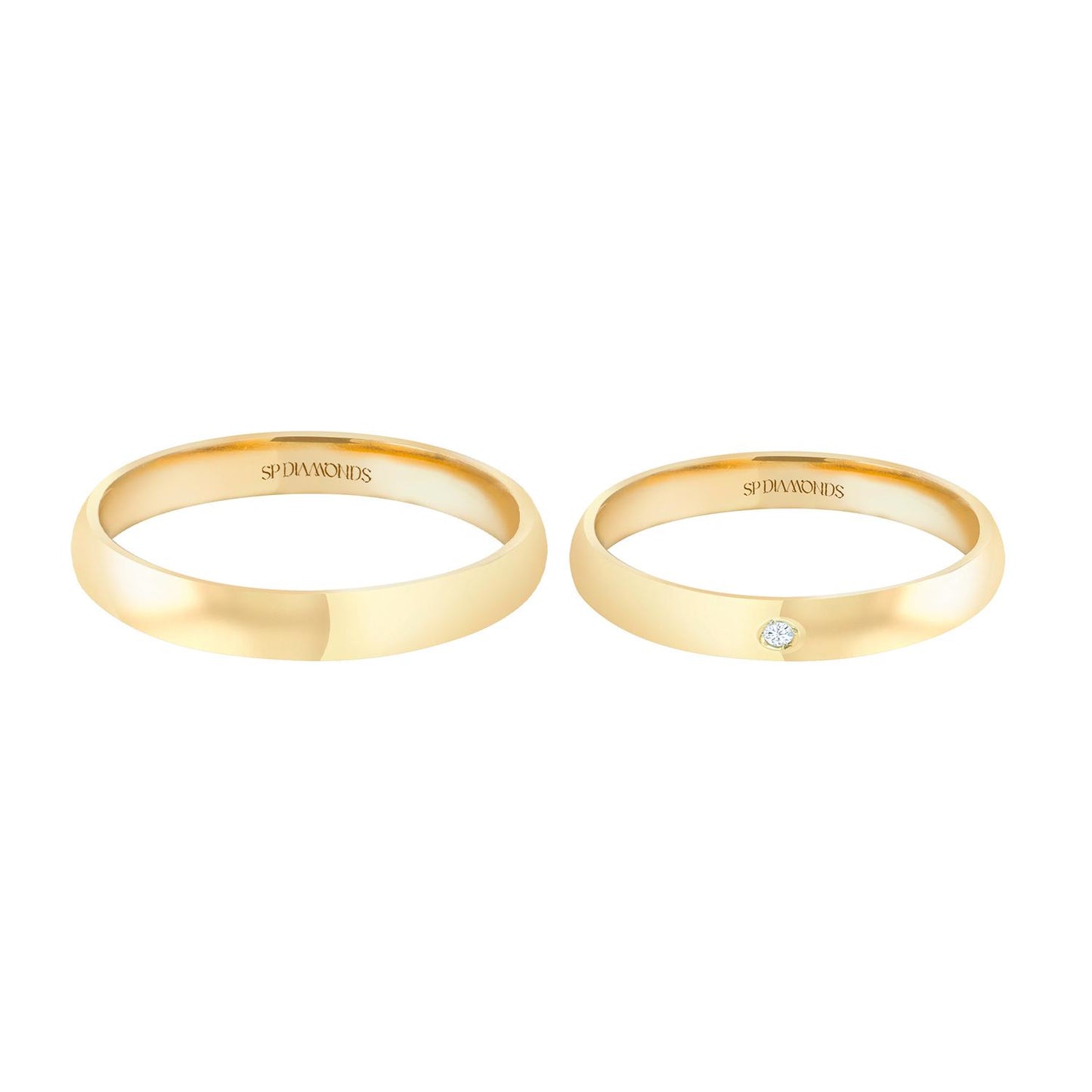Classic Wedding Band in 18K Gold with Diamond