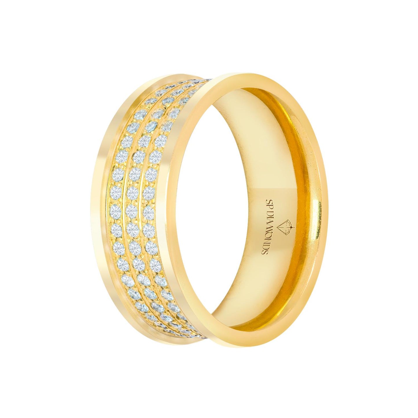 Coliseu Prime Wedding Band in 18K Gold with Diamonds (8mm)