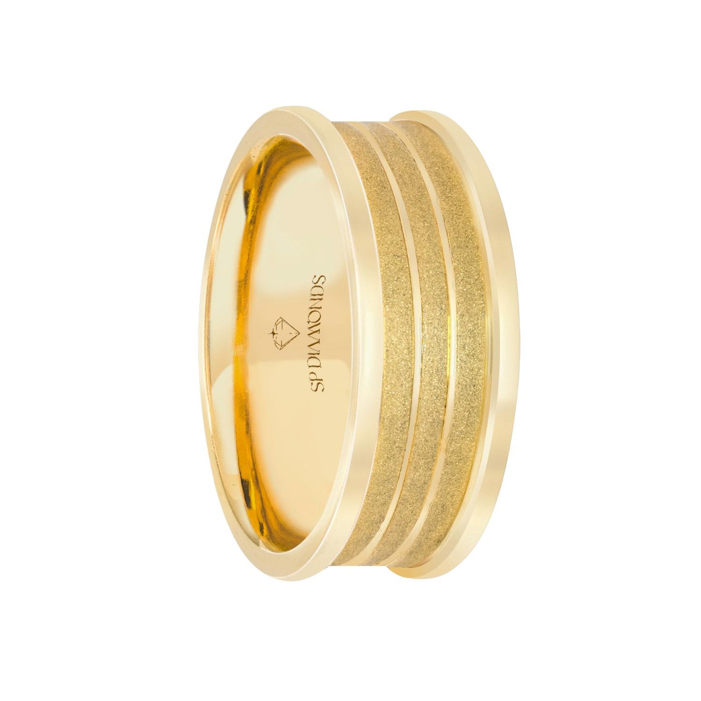 Coliseu Prime Wedding Band in 18K Gold with Diamonds (8mm)