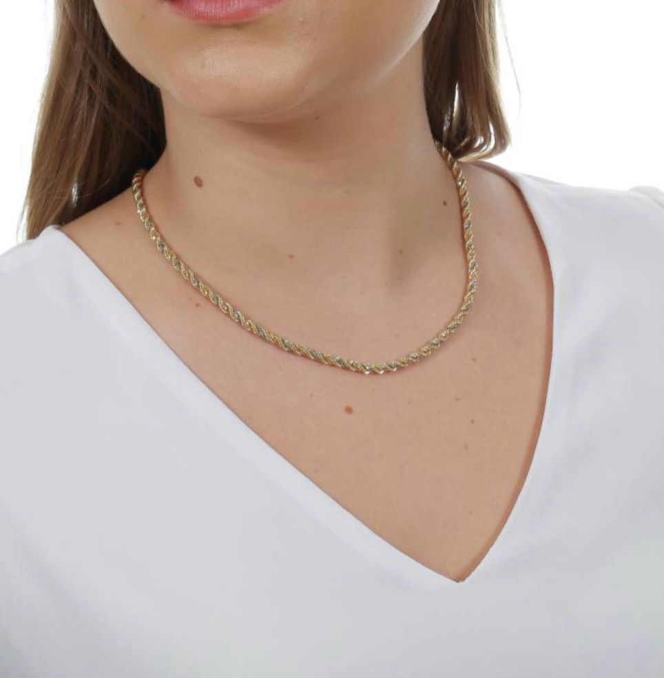 18K Gold Tricolor Braided Chain