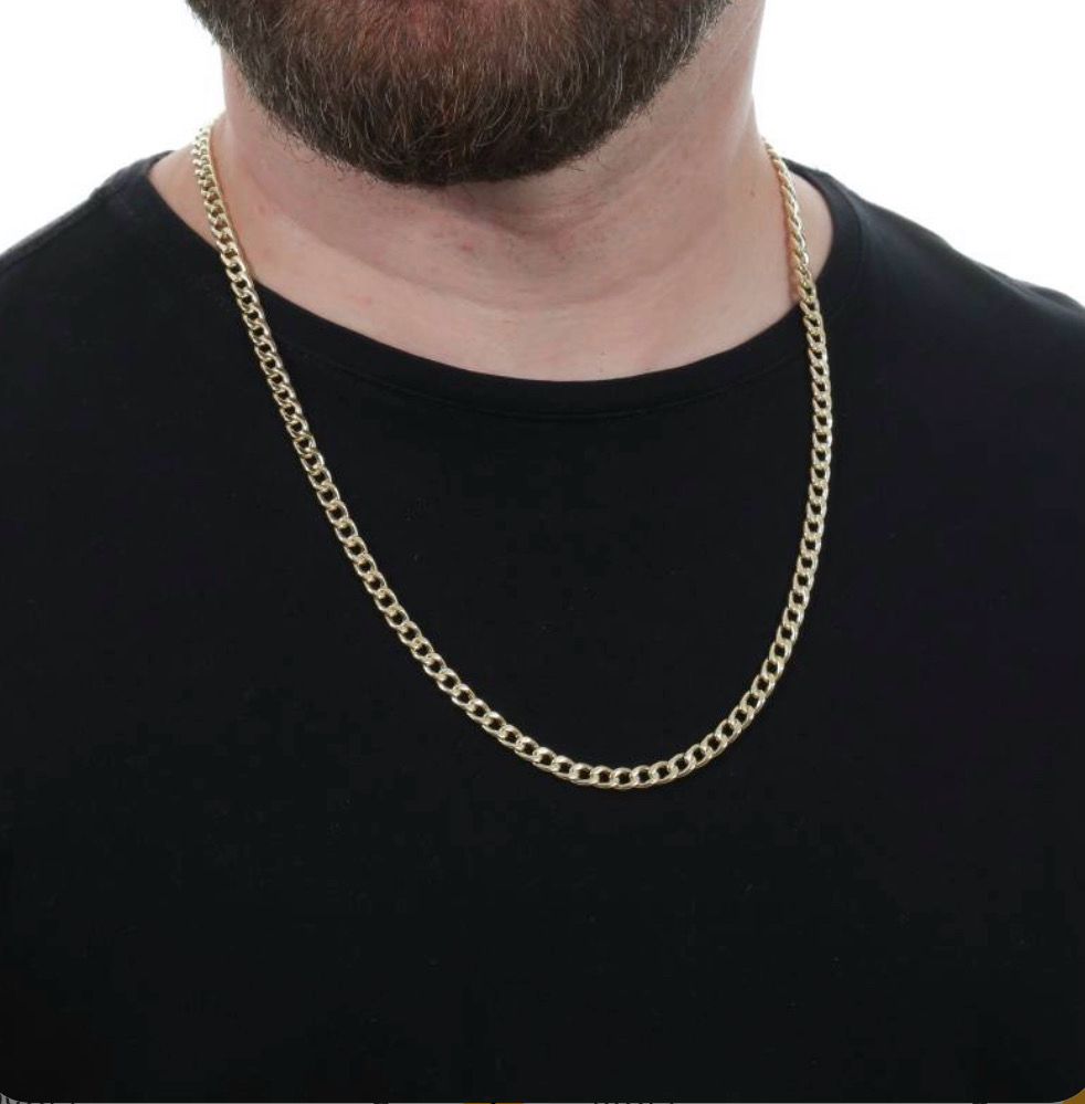 18K Gold Elongated Curb Chain
