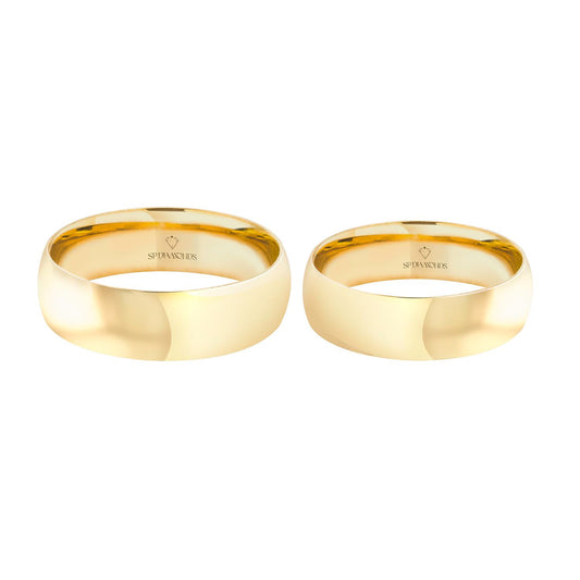 Traditional 18K Gold Wedding Bands – 6mm (Pair)
