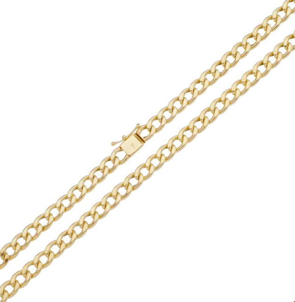 18K Gold Elongated Curb Chain