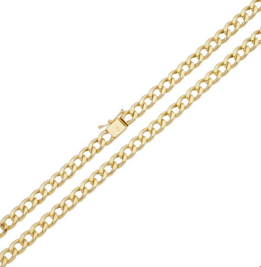 18K Gold Elongated Curb Chain